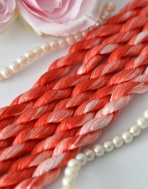 Coral Gradient color Non-Twisted Flat Silk Embroidery Thread