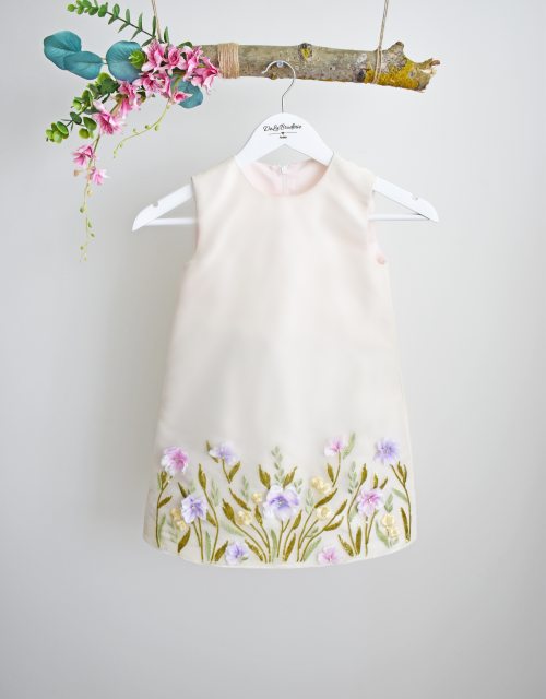 The cream color dress with flowers 6-7 years