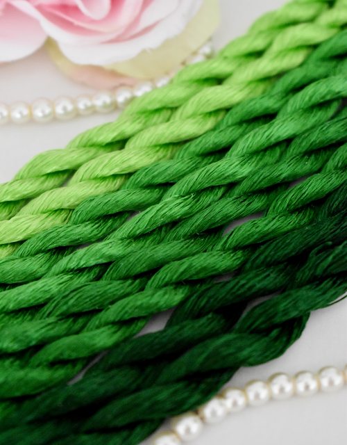 Lime green color Non-Twisted Flat Silk Embroidery Thread 
