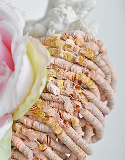 Porcelain Bright Pink with Gold marbling Sequins Flat 4mm